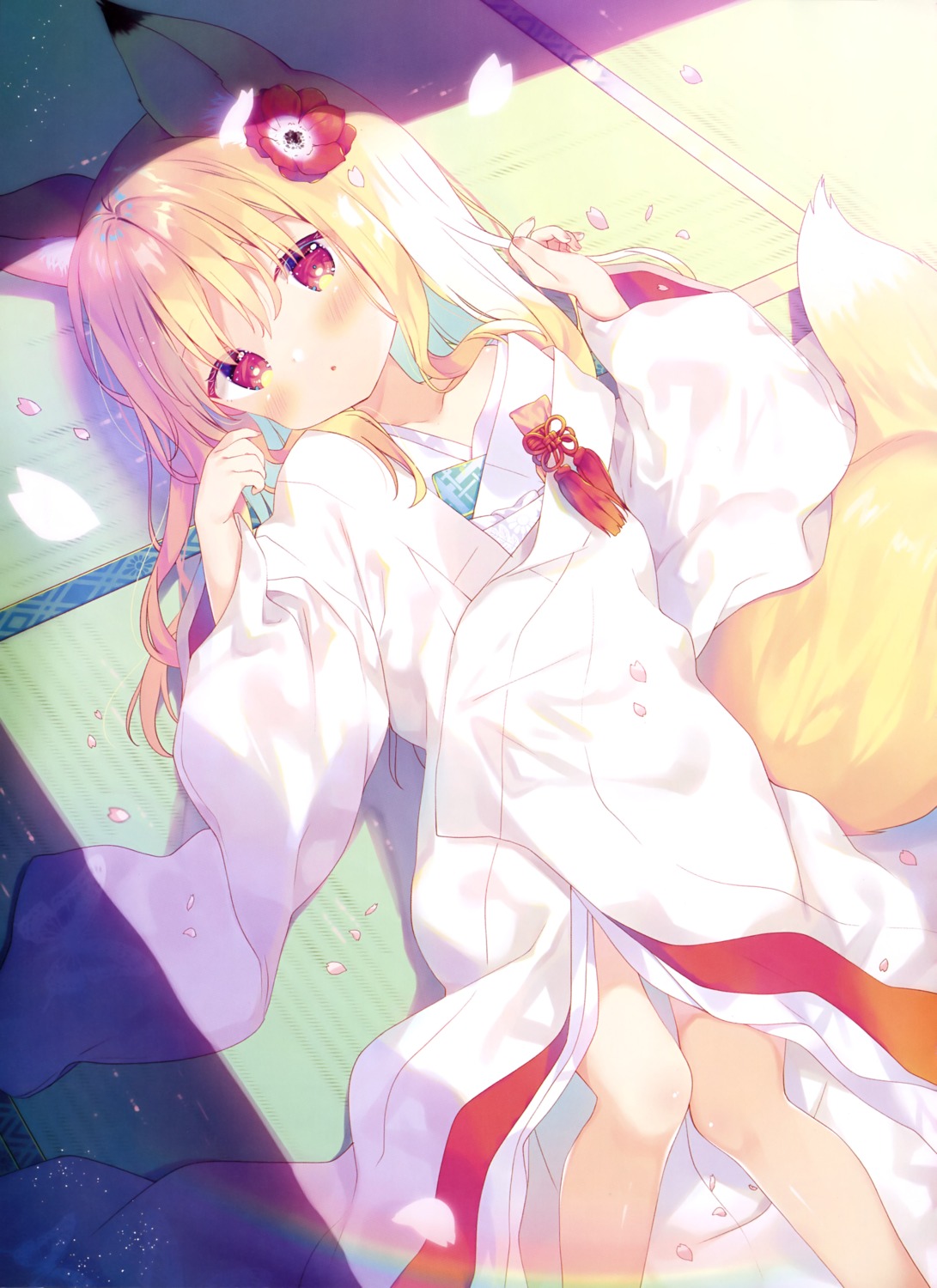 animal_ears, kimono, kitsune, tail, yuizaki_kazuya