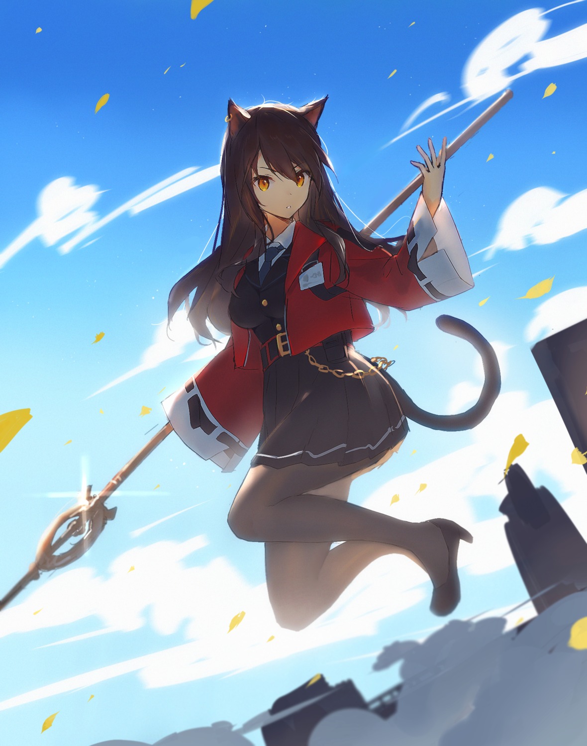 animal_ears, arknights, banxuan_c2ka, heels, nekomimi, pantyhose, skyfire_(arknights), tail