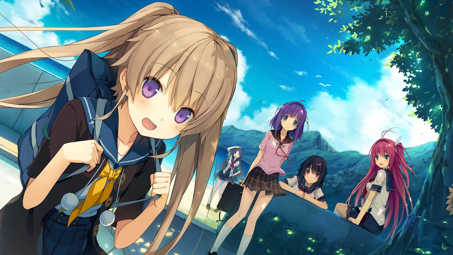 ao_no_kanata_no_four_rhythm, ao_no_kanata_no_four_rhythm_extra1, aoyagi_madoka, arisaka_mashiro, ichinose_rika, kurashina_asuka, seifuku, sprite, suzumori, tobisawa_misaki, wallpaper