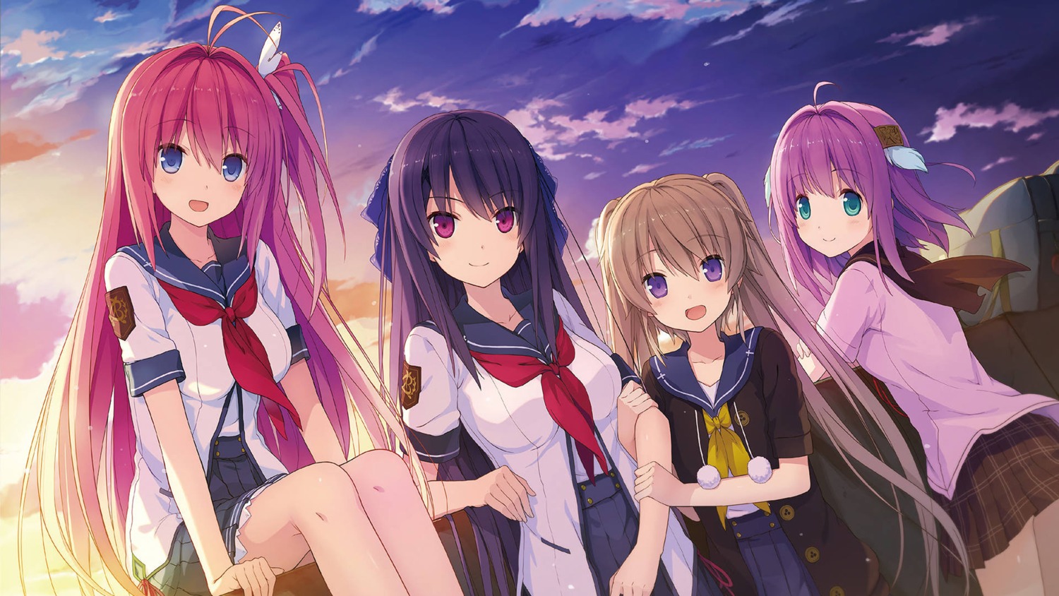 ao_no_kanata_no_four_rhythm, arisaka_mashiro, ichinose_rika, kurashina_asuka, seifuku, sprite, suzumori, tobisawa_misaki