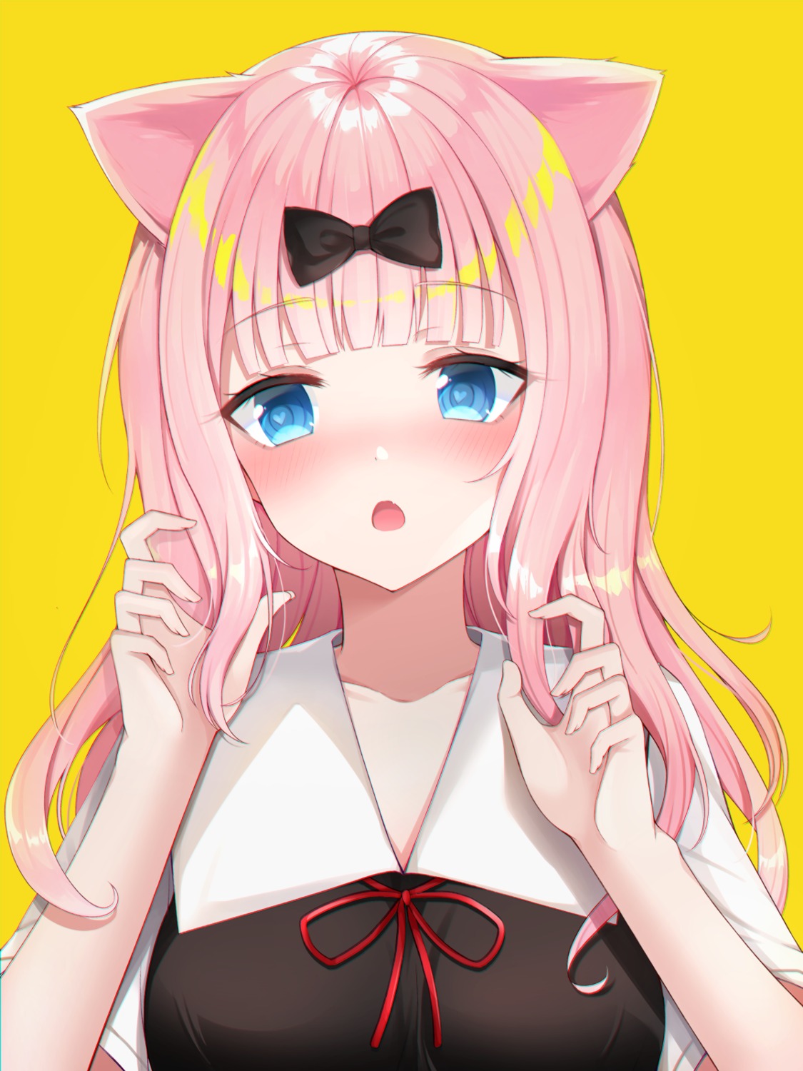 49_(yonkyuu), animal_ears, fujiwara_chika, kaguya-sama_wa_kokurasetai_~tensai-tachi_no_renai_zunousen~, nekomimi, seifuku