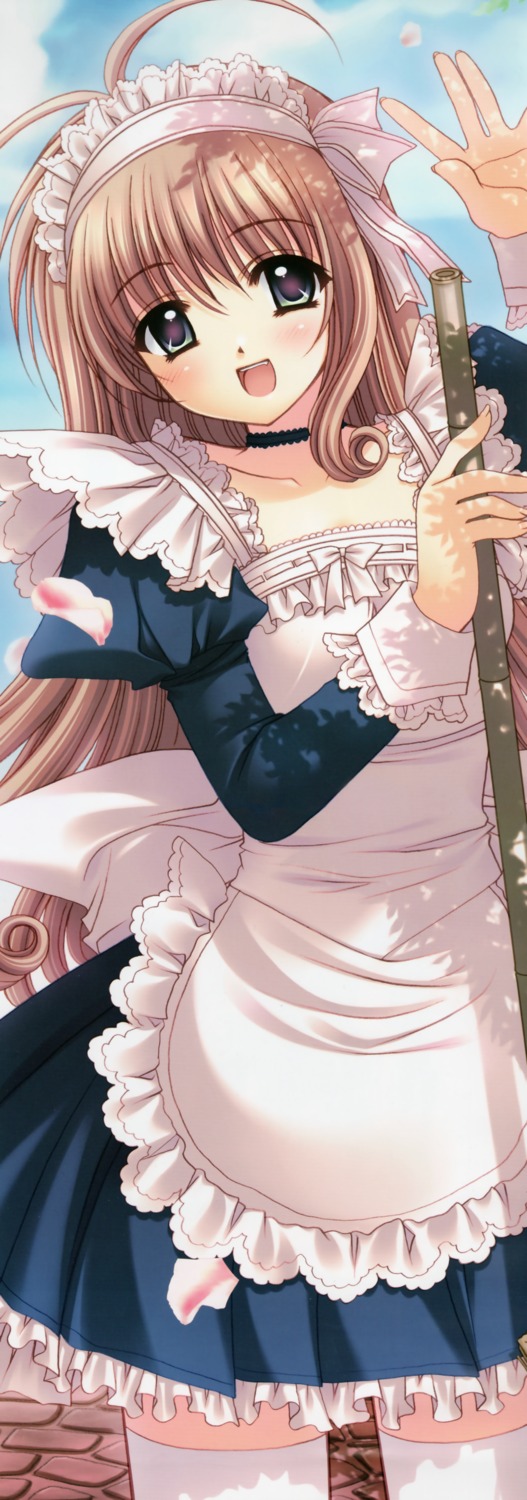 fuyou_momiji, maid, nishimata_aoi, shuffle, stick_poster, thighhighs