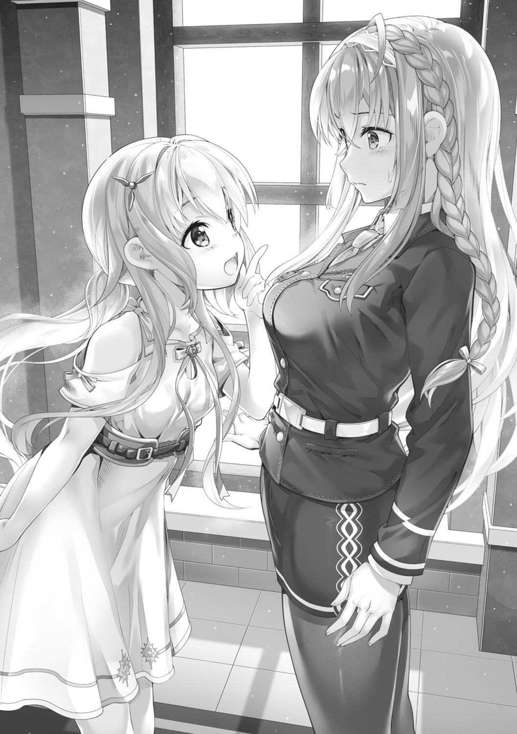 dress, fujima_takuya, monochrome, pantyhose, senyoku_no_sigrdrifa, senyoku_no_sigrdrifa:_rusalka, uniform