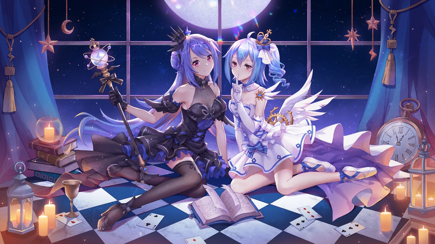 bili_bili_douga, bili_girl_22, bili_girl_33, carminar, cleavage, dress, heels, see_through, thighhighs, wallpaper, weapon, wings