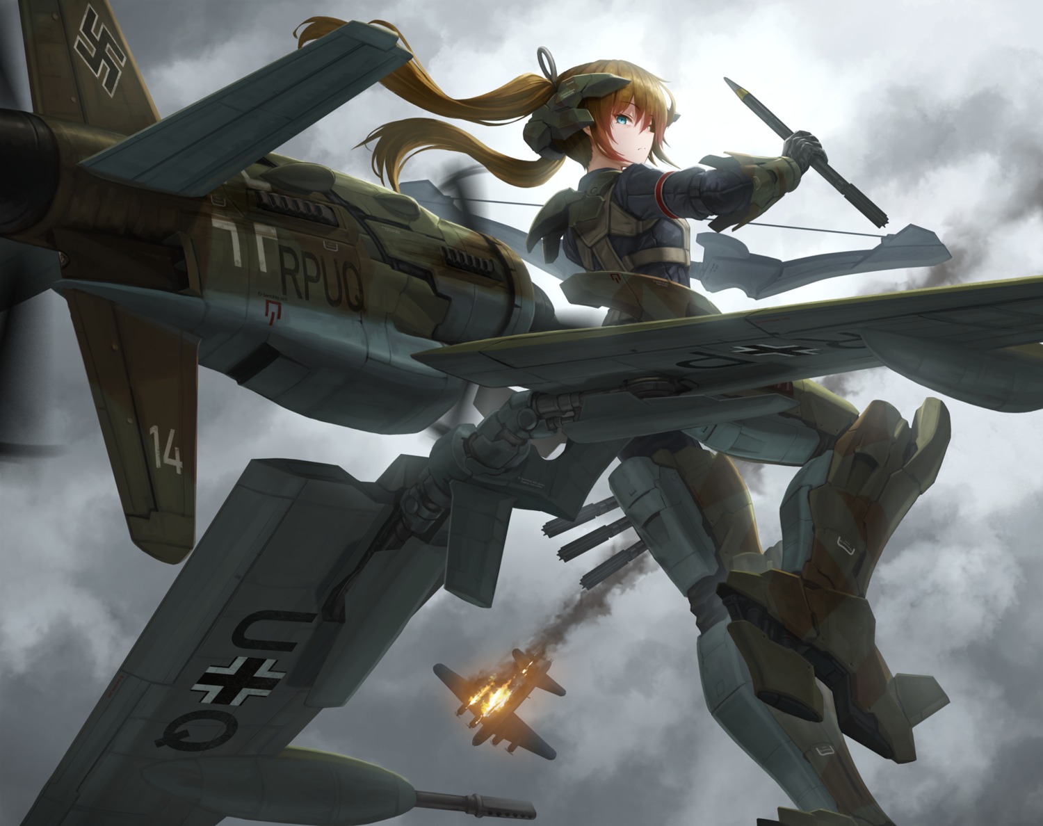 anthropomorphization, heels, mecha_musume, tom-neko_(zamudo_akiyuki), weapon
