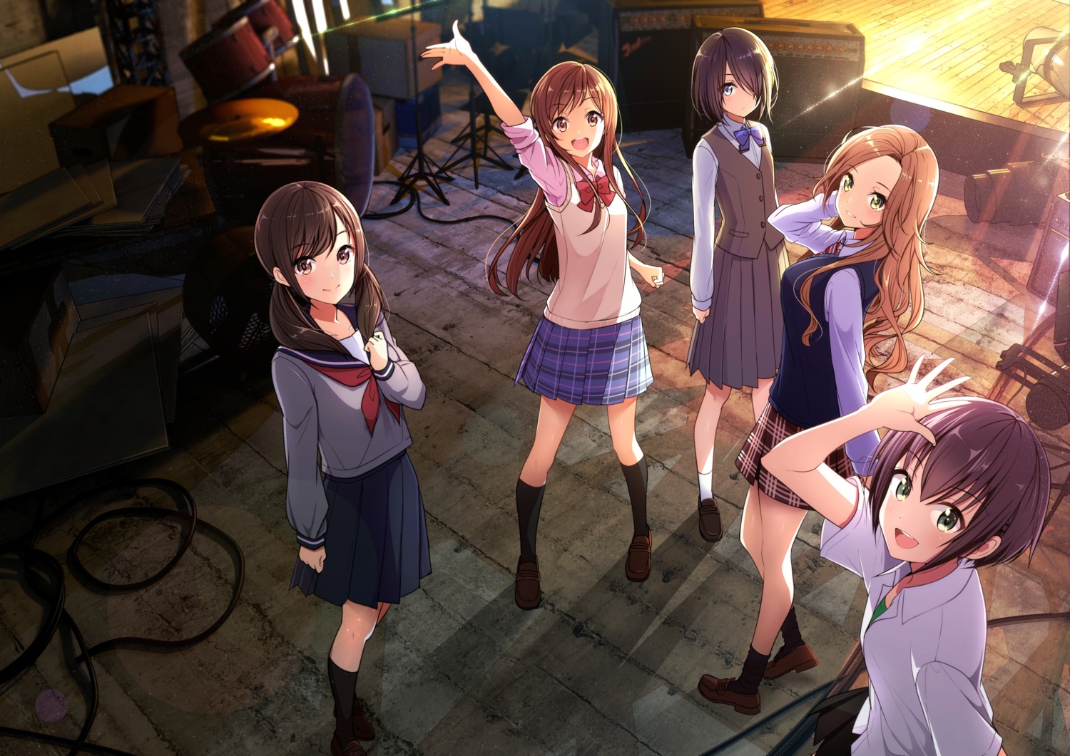 hinata_nao_(iwamotocho), iwamotocho_geinosha, kurihara_sakurako, natsume_haru, seifuku, shirafuji_tamaki, suzuki_anzu, sweater