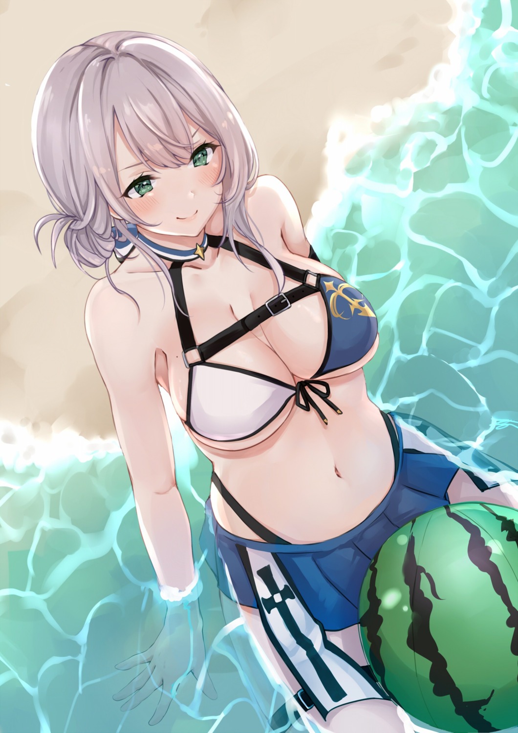 bikini, garter, hololive, rikotan, shirogane_noel, swimsuits, wet