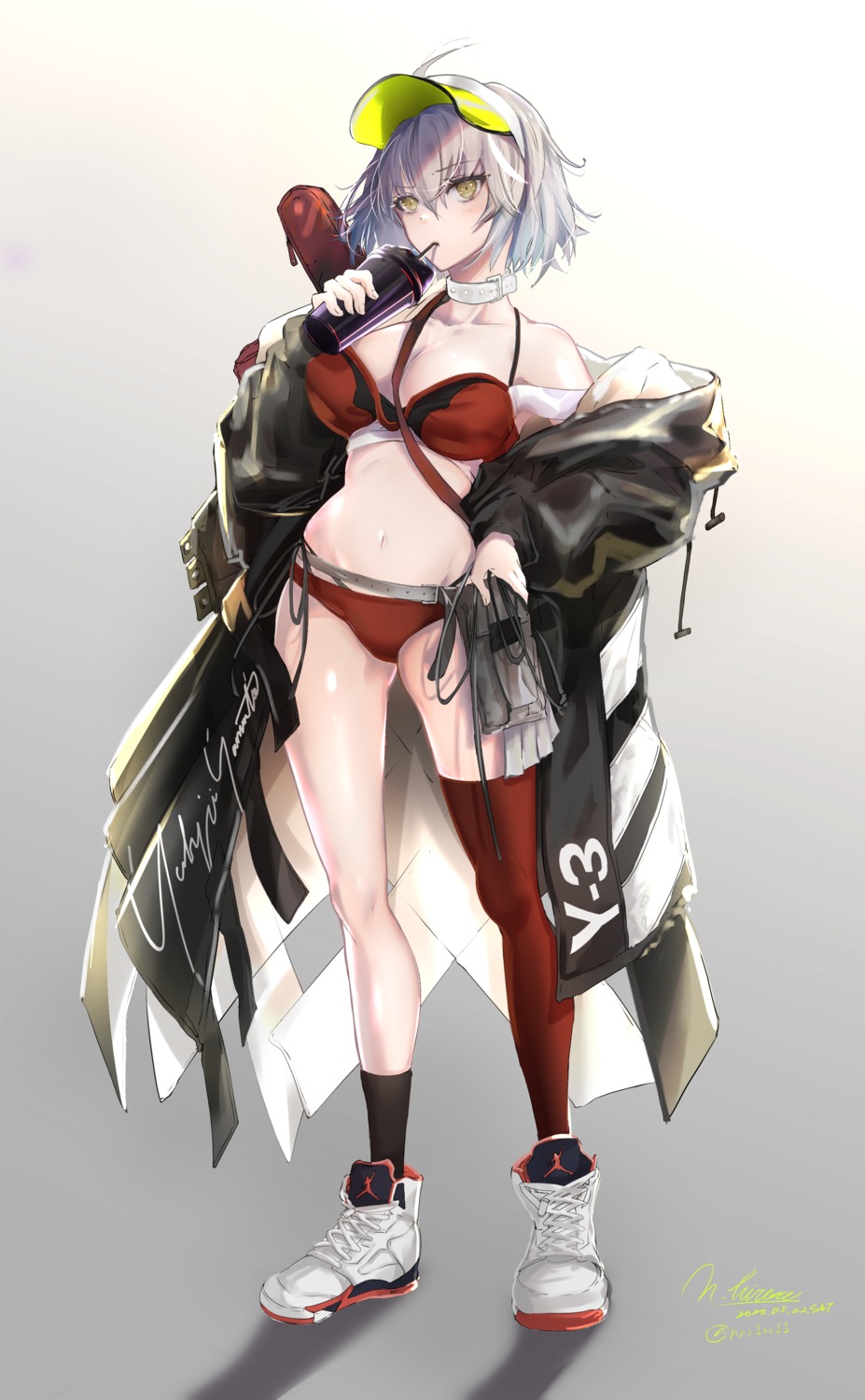 bikini, fate/grand_order, hirose_(10011), jeanne_d'arc, jeanne_d'arc_alter_(fate), open_shirt, swimsuits, thighhighs