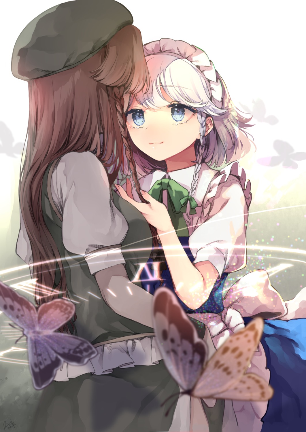 hong_meiling, izayoi_sakuya, maid, risui, touhou, yuri