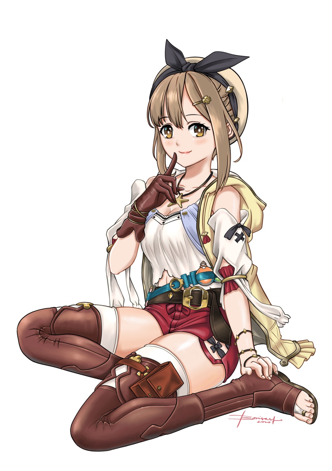 atelier, atelier_ryza, boris, cleavage, reisalin_stout, thighhighs