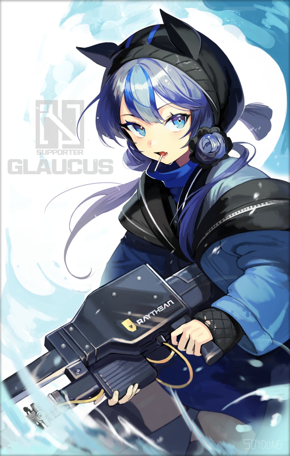 arknights, glaucus_(arknights), gun, soyoong_jun, thighhighs