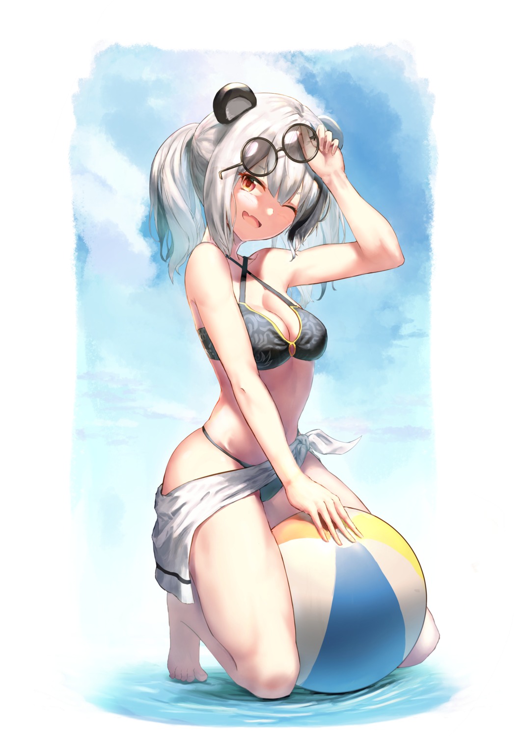 animal_ears, arknights, bikini, cleavage, feater_(arknights), megane, swimsuits, yuji