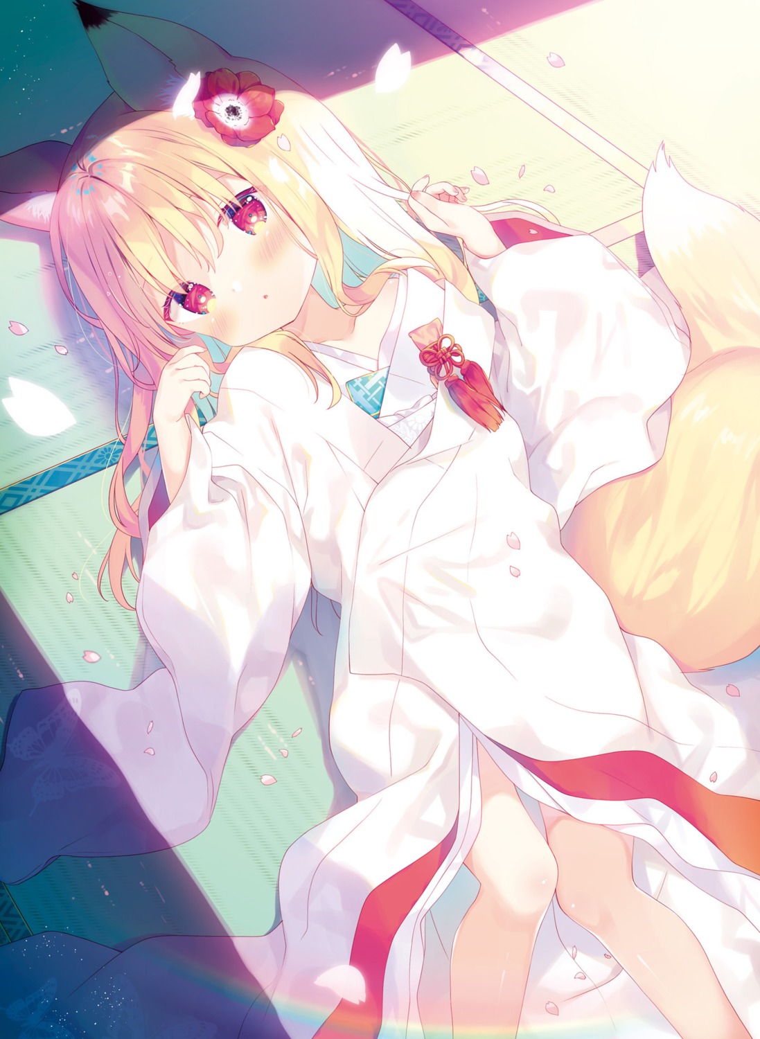 animal_ears, kimono, kitsune, tail, yuizaki_kazuya