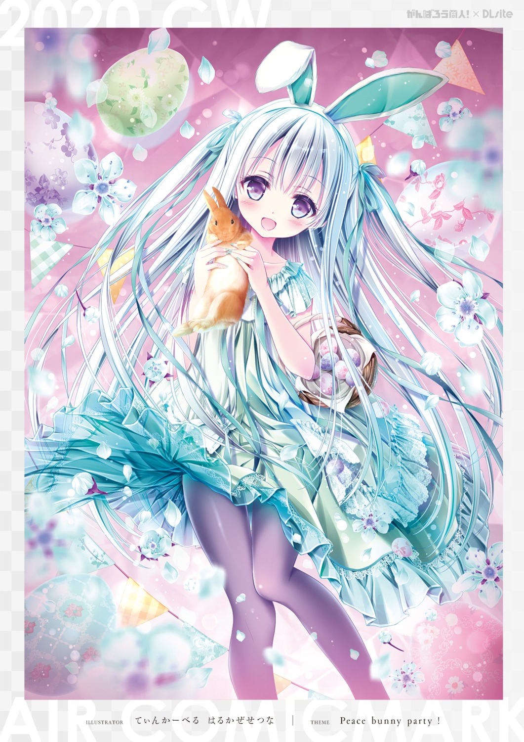 animal_ears, bunny_ears, dress, harukaze_setsuna, pantyhose, tinkle