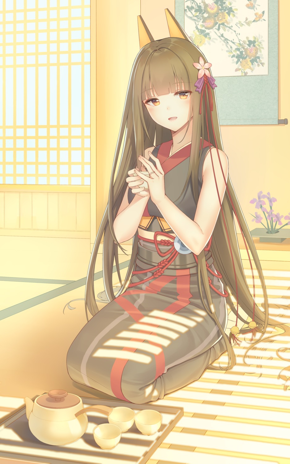 akagi_(zhanjianshaonv), animal_ears, japanese_clothes, yinqi, zhanjianshaonv