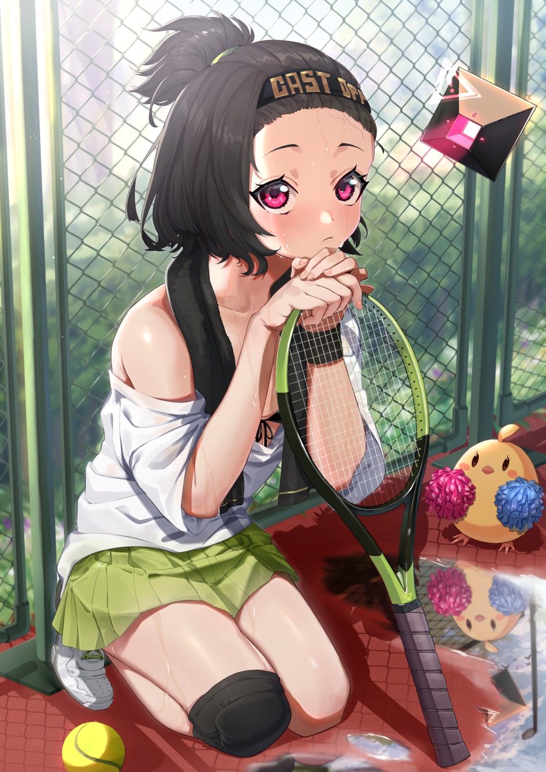 azur_lane, bra, cooper_(azur_lane), manjuu_(azur_lane), open_shirt, seifuku, taiga_(ryukyu-6102-8), tennis