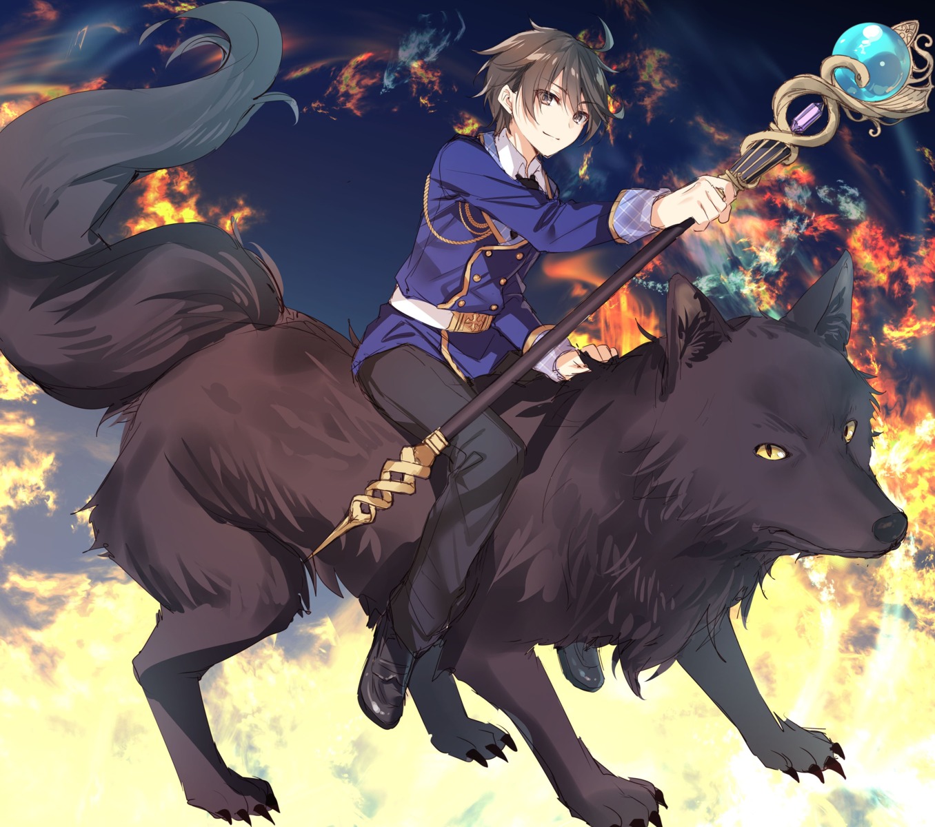 blackas_shadow_prince, leonis_death_magnus, male, seiken_gakuin_no_maken_tsukai, toosaka_asagi, uniform, weapon