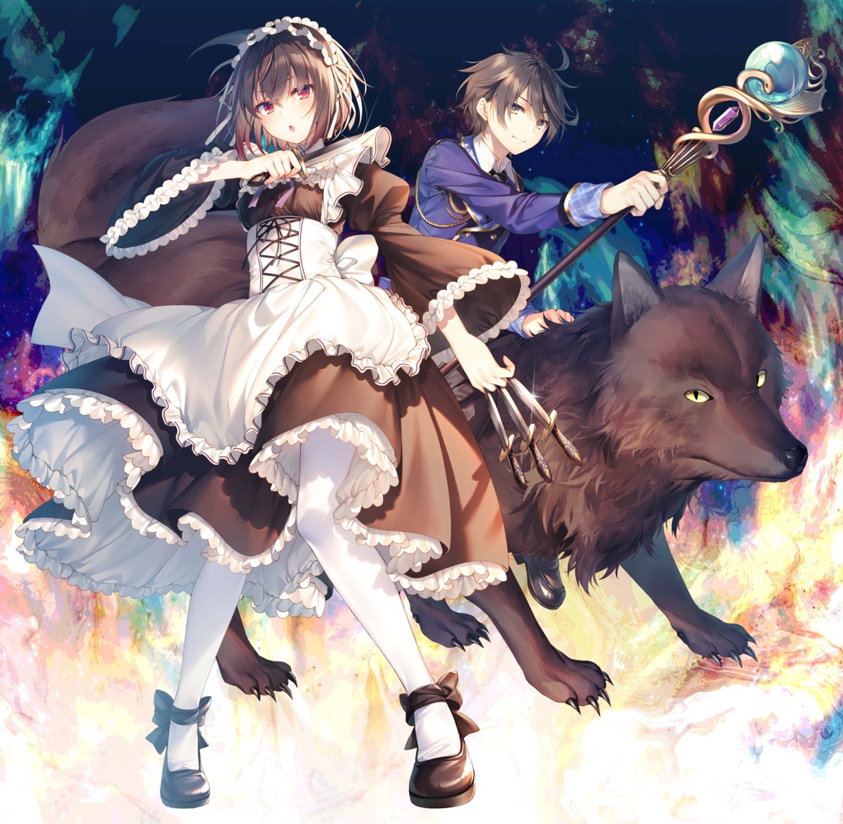 blackas_shadow_prince, leonis_death_magnus, maid, pantyhose, seiken_gakuin_no_maken_tsukai, shary_shadow_assassin, toosaka_asagi, uniform