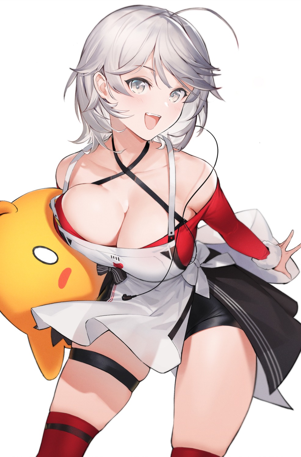 azur_lane, cleavage, duan_henglong, garter, manjuu_(azur_lane), seattle_(azur_lane), thighhighs
