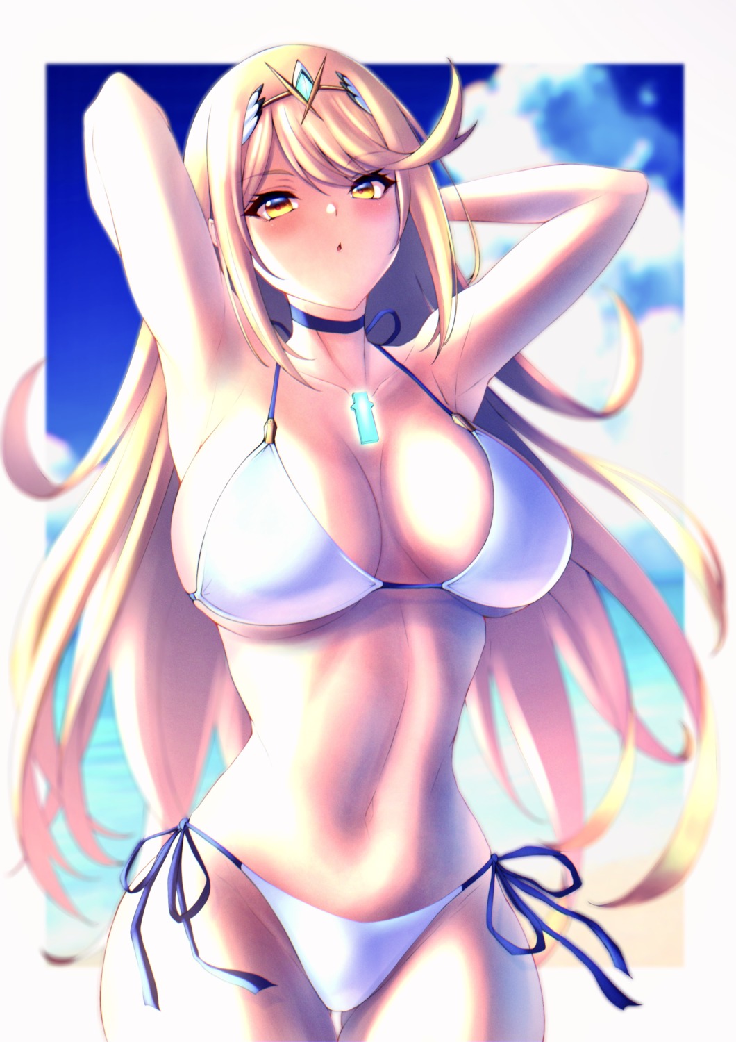 bikini, hakusai_(hksicabb), hikari_(xenoblade_2), swimsuits, xenoblade_(series), xenoblade_2