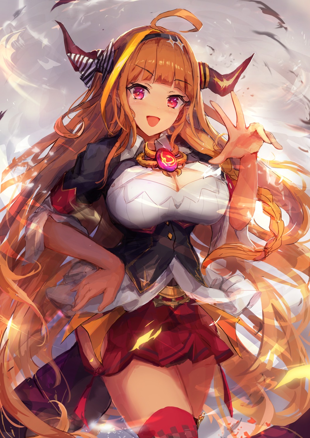 cleavage, hololive, horns, kiryuu_coco, tail, thighhighs, trrcmb