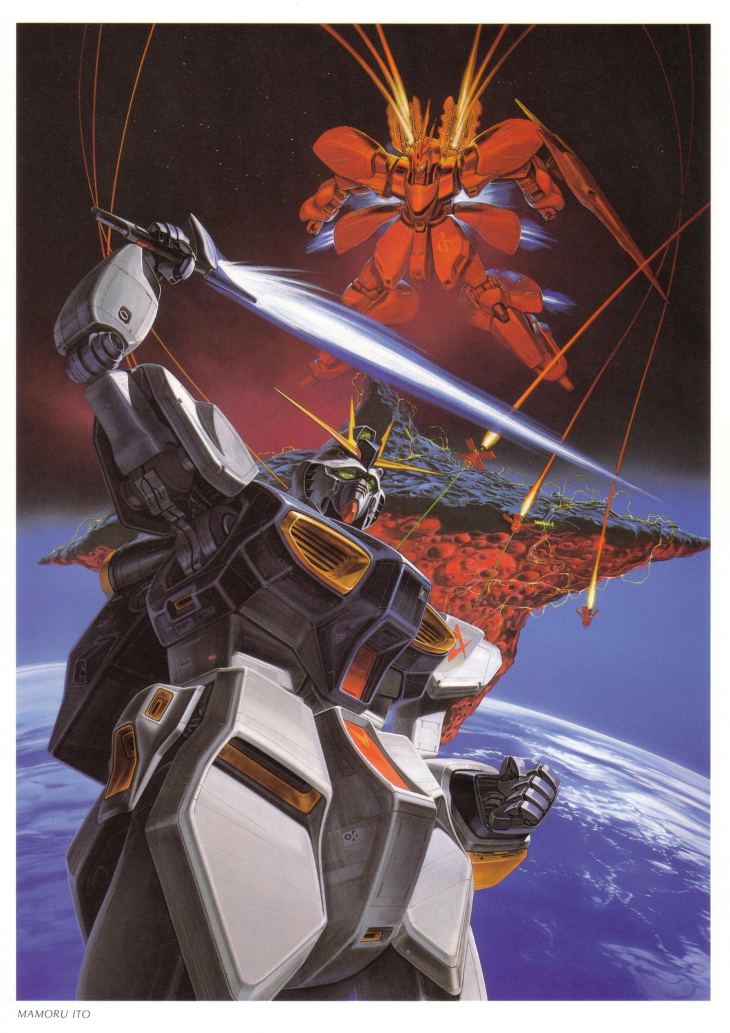 char's_counterattack, gundam, ito_mamoru, mecha, nu_gundam, rx-93, sazabi, weapon, ν_gundam