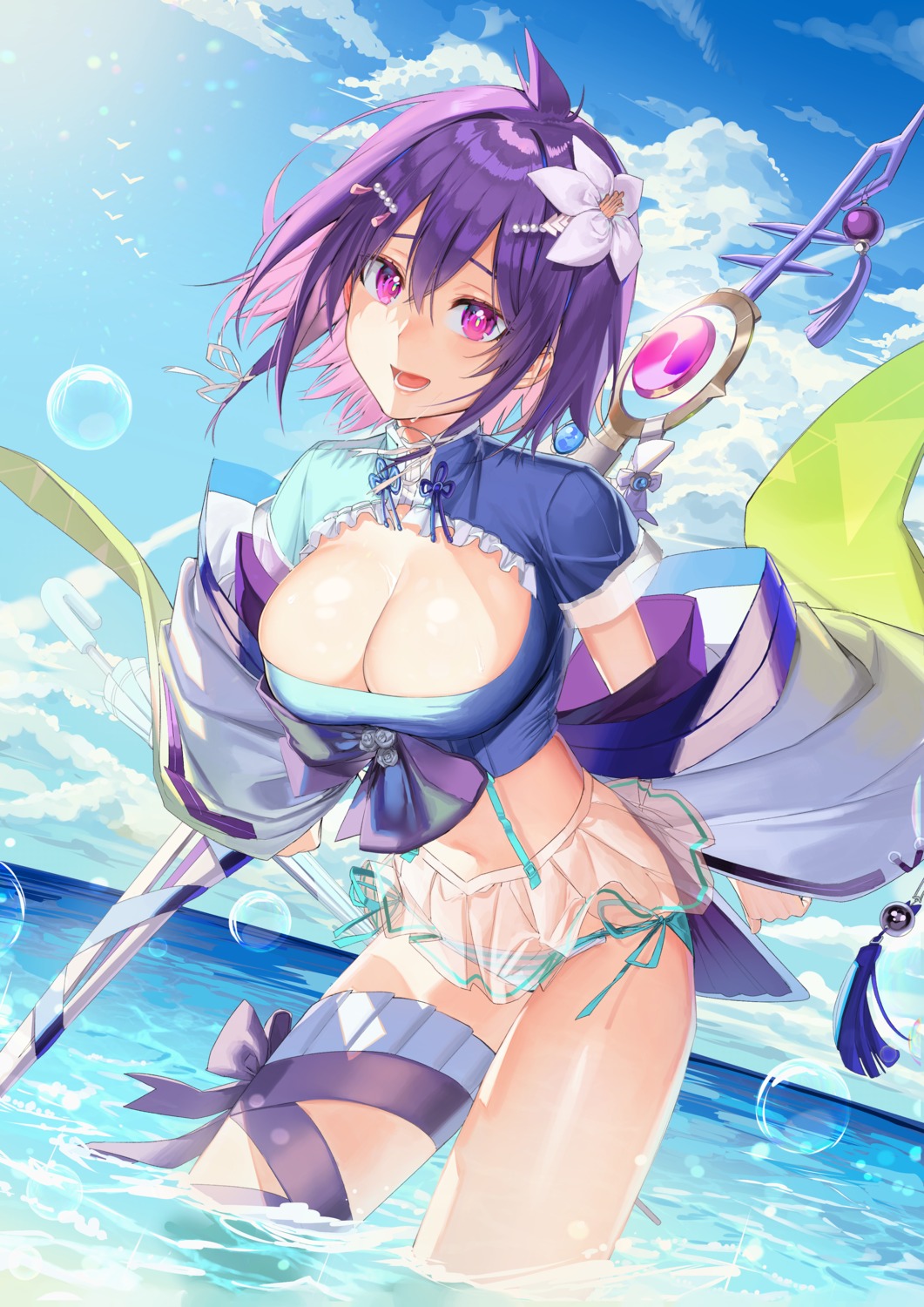 artist_revision, bikini, cleavage, garter, houchi_shoujo, myo_ne, see_through, swimsuits