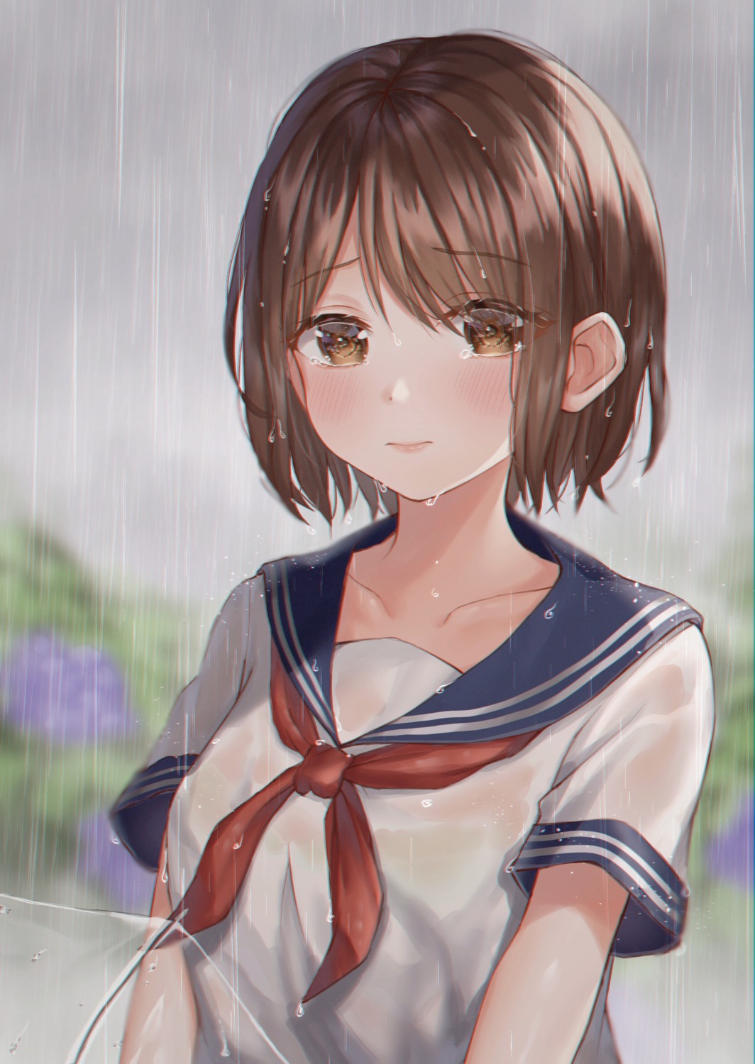 bra, see_through, seifuku, syatihoko, umbrella, wet, wet_clothes