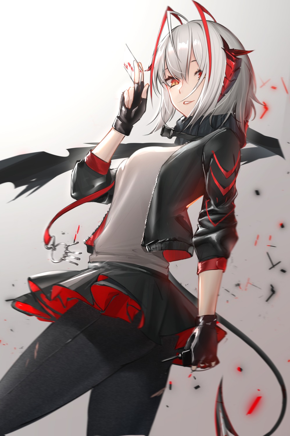 anming, arknights, horns, tail, torn_clothes, w_(arknights)