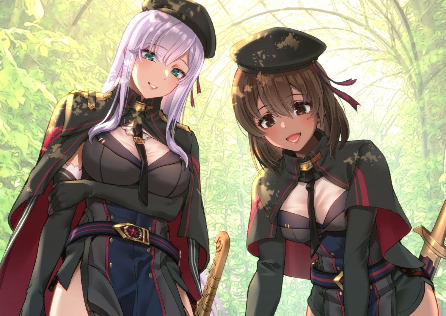 cleavage, saruchitan, see_through, sword, uniform