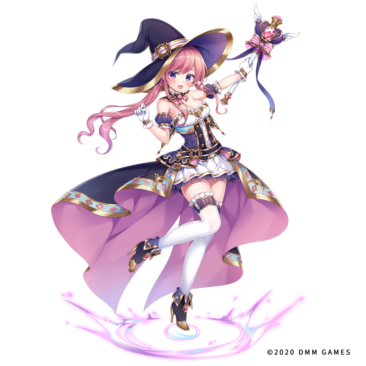 cleavage, fortress_girl, heels, mitsuba_choco, thighhighs, weapon, witch