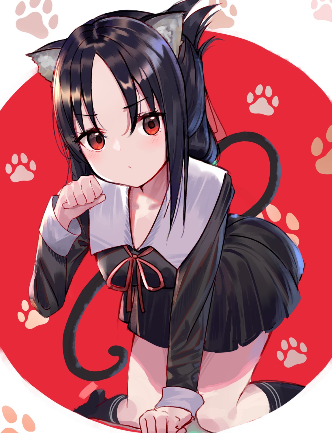 animal_ears, aroa, kaguya-sama_wa_kokurasetai_~tensai-tachi_no_renai_zunousen~, nekomimi, seifuku, shinomiya_kaguya, tail