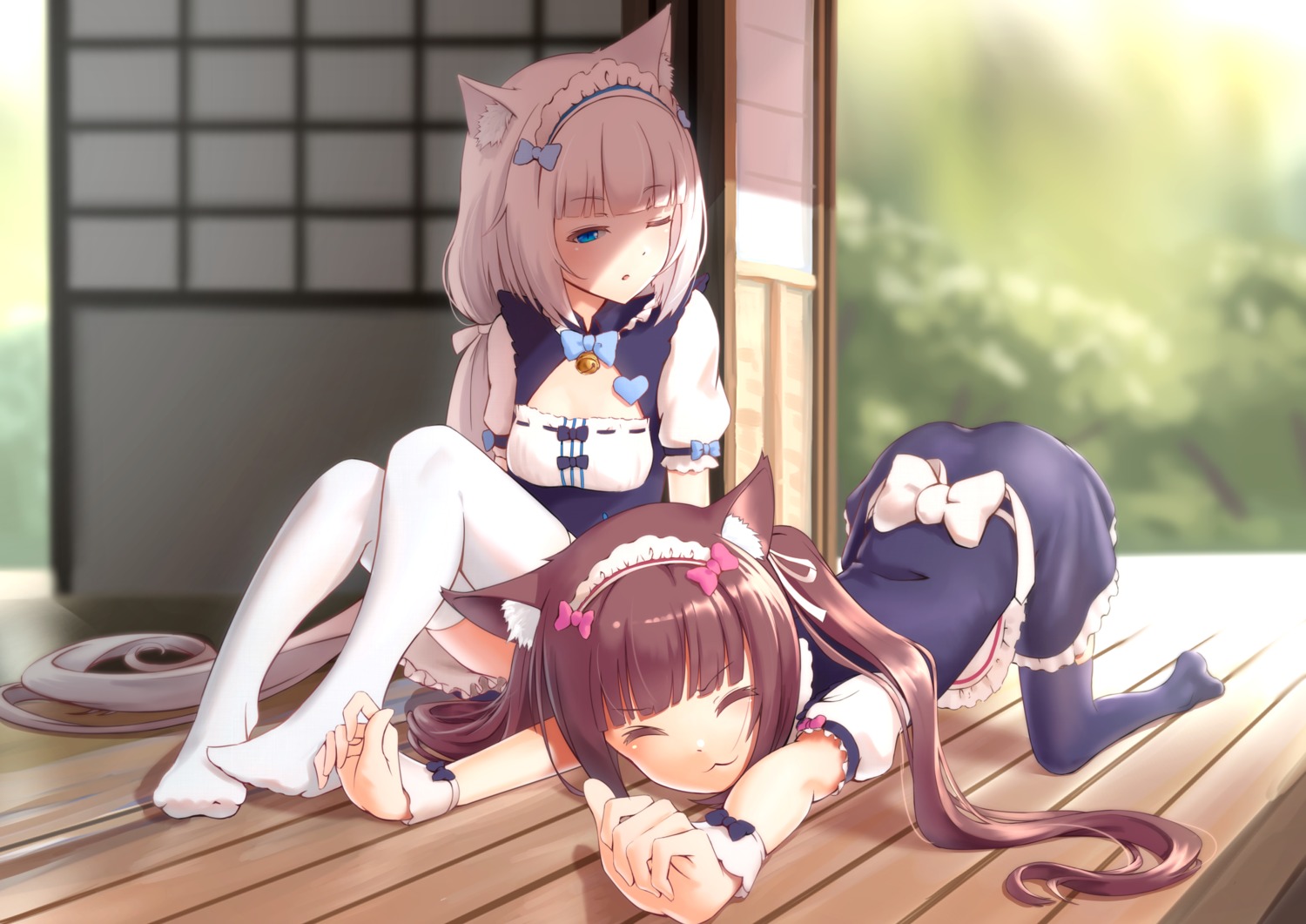 animal_ears, chocola, maid, nekomimi, nekopara, oniku_(pixiv_28205308), thighhighs, vanilla