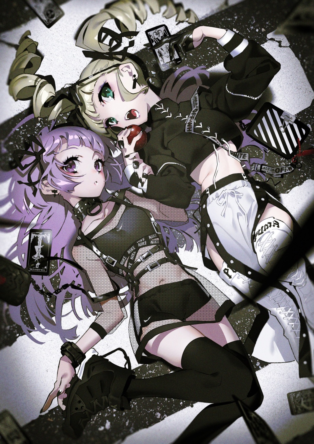 aikatsu!, fishnets, hikami_sumire, see_through, thighhighs, toudou_yurika, yoneyama_mai