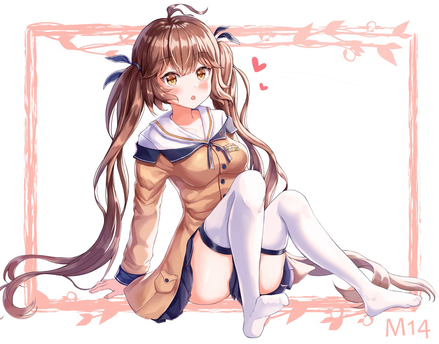 feet, girls_frontline, m14_(girls_frontline), seifuku, skirt_lift, sweater, thighhighs, wabbajack