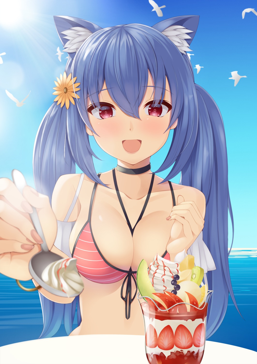 animal_ears, ashigara_(azur_lane), azur_lane, bikini_top, nekomimi, shaketarako, swimsuits