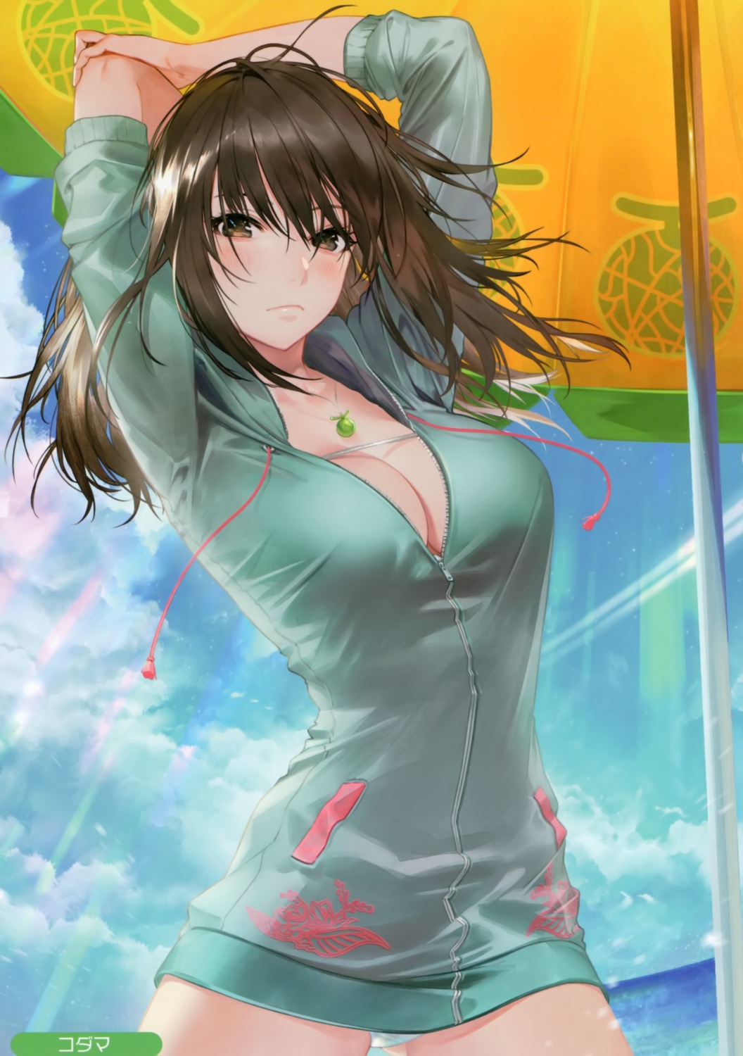 cleavage, kodama_(wa-ka-me), melonbooks, no_bra, open_shirt, pantsu