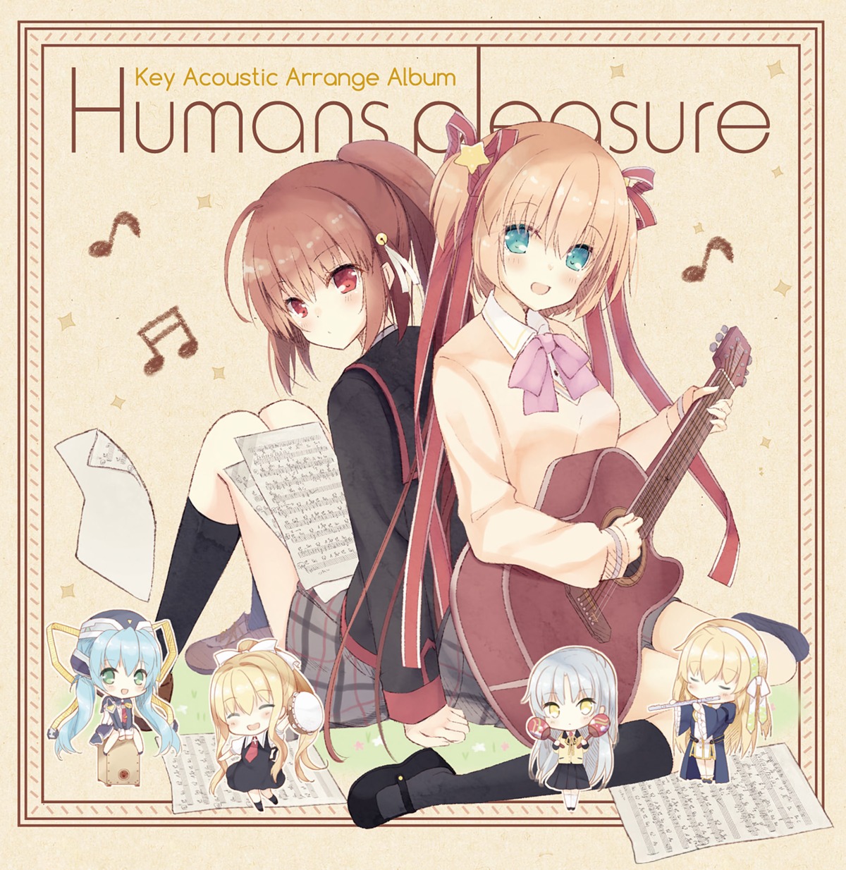 air, angel_beats!, chibi, crossover, disc_cover, guitar, harmonia, hoshino_yumemi