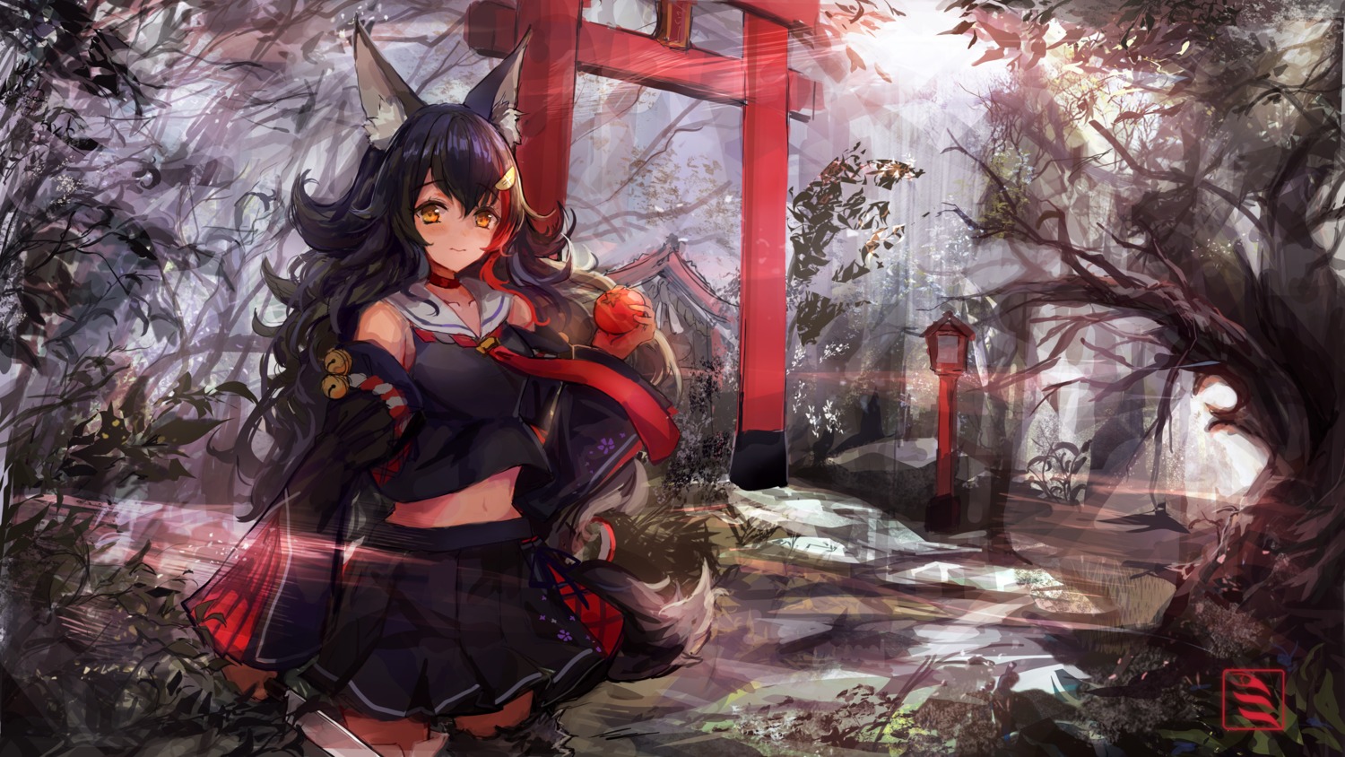 animal_ears, hololive, hololive_gamers, ookami_mio, seifuku, sword, tail, thighhighs
