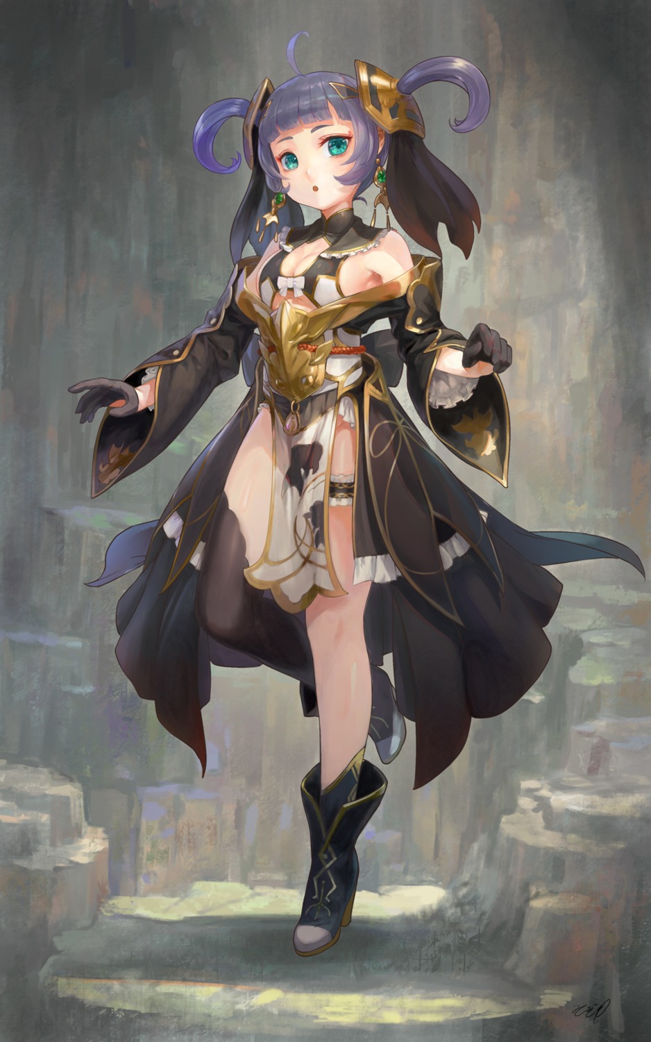 armor, garter, heels, japanese_clothes, mizore_akihiro, thighhighs