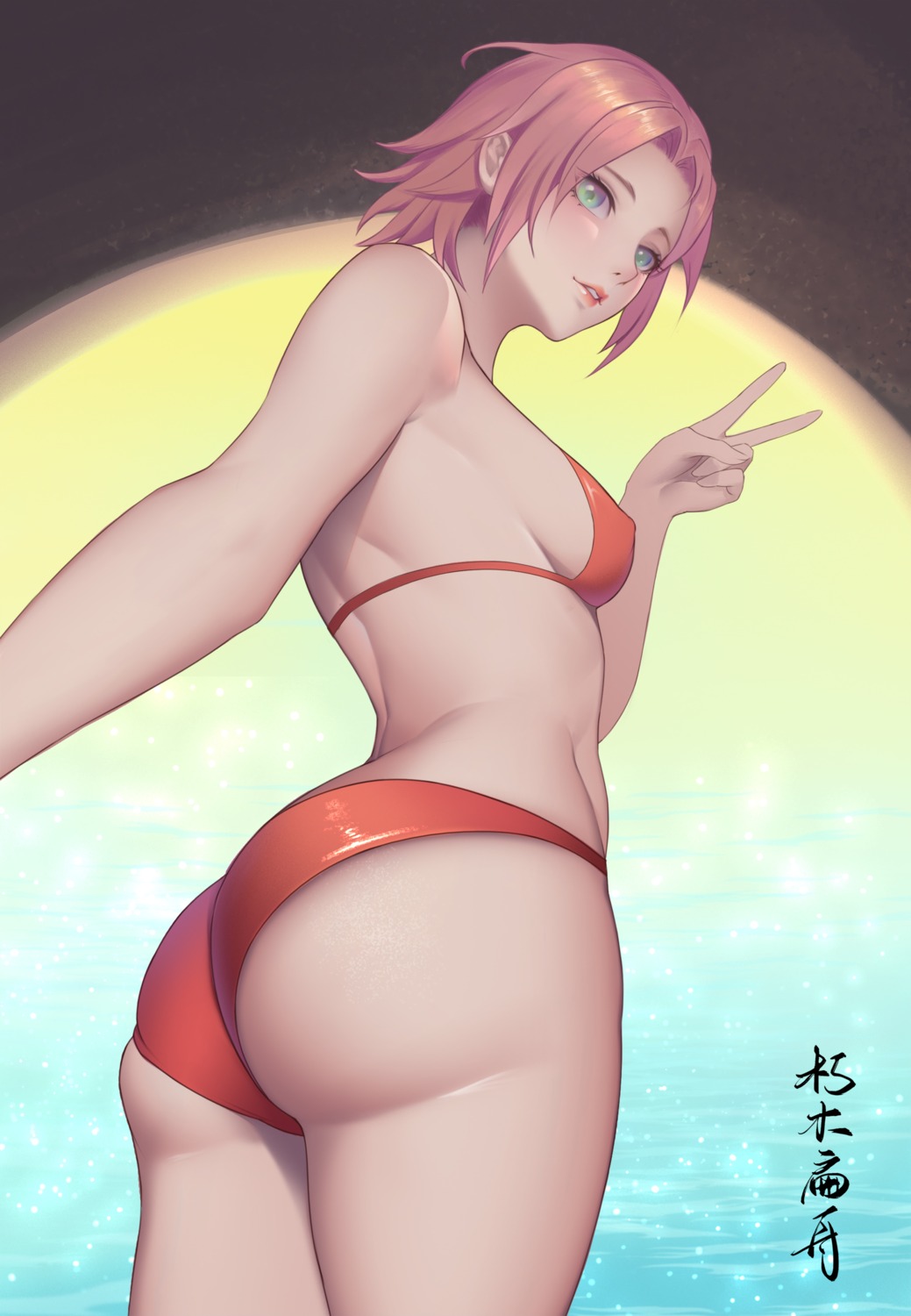 ass, bikini, erect_nipples, haruno_sakura, naruto, swimsuits, xiumu_pianzhou