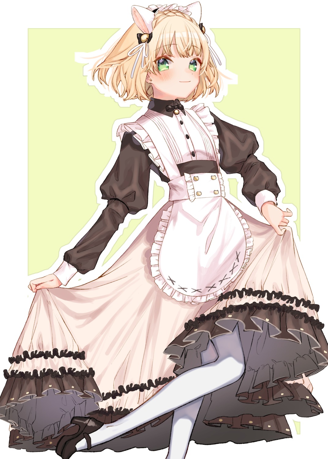 animal_ears, heels, maid, mokokiyo_(asaddr), nekomimi, nijisanji, pantyhose, skirt_lift, suzuya_aki, trap