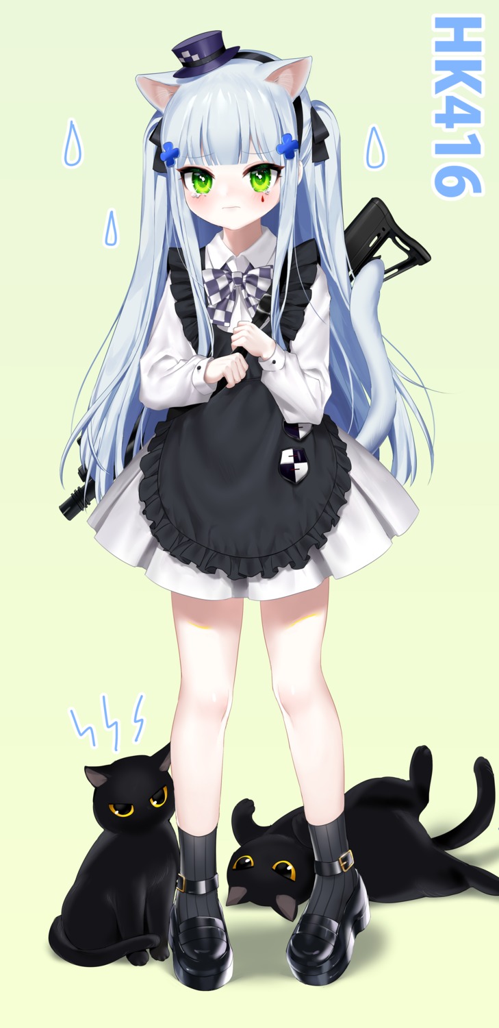 28mm, animal_ears, girls_frontline, gun, hk416_(girls_frontline), neko, nekomimi, tail