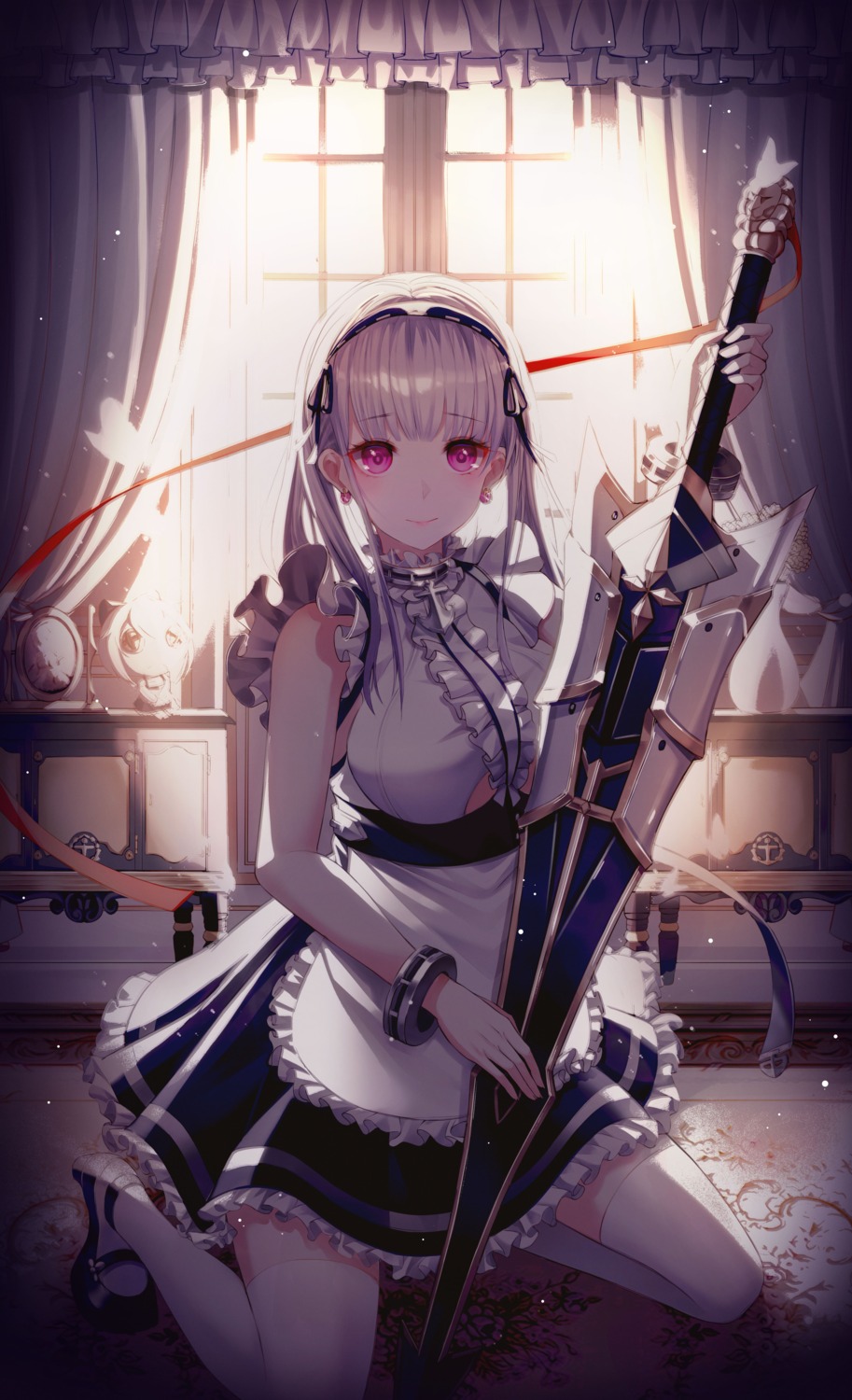 azur_lane, dido_(azur_lane), heels, hyangu, maid, sword, thighhighs