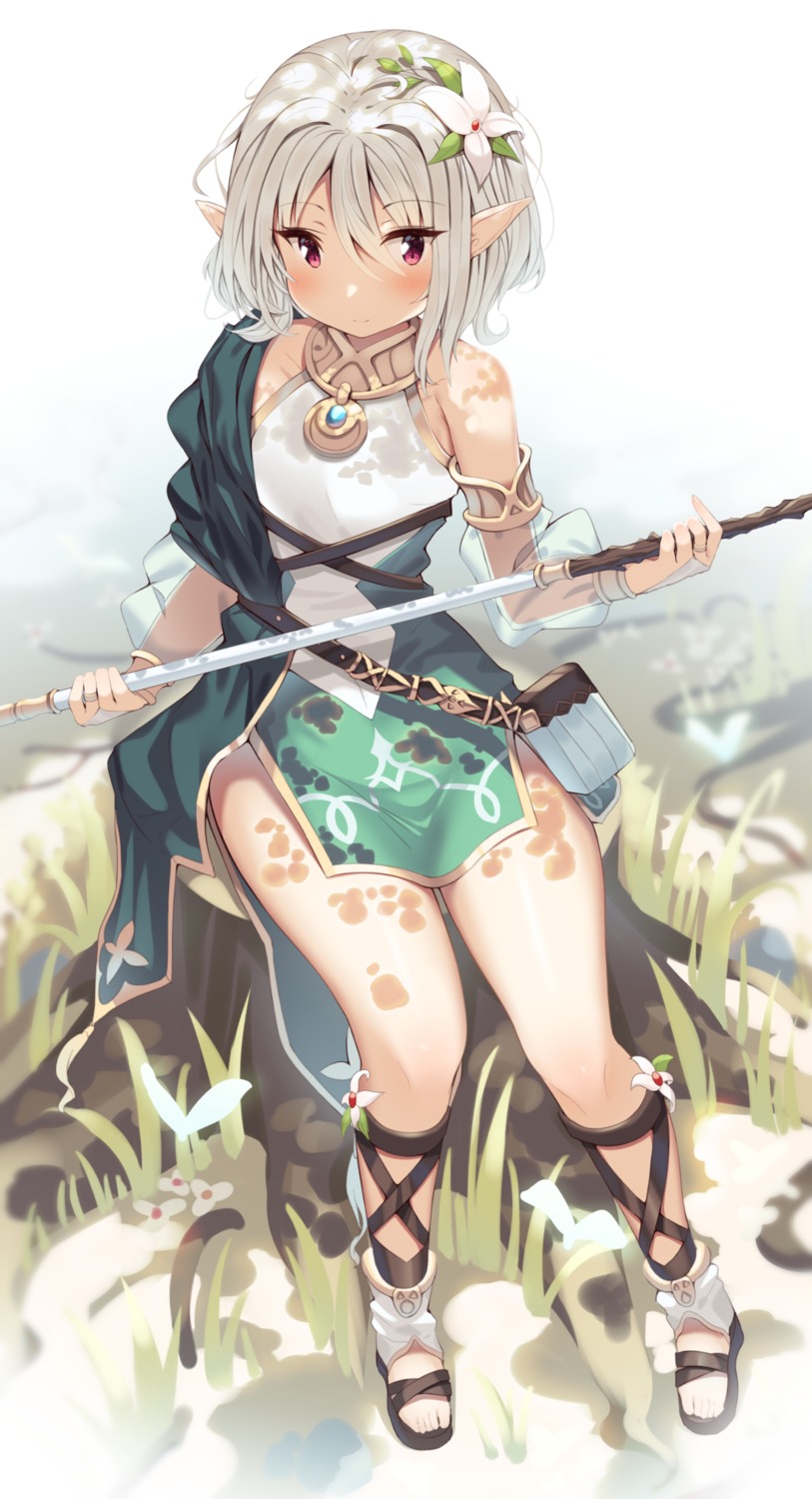 dress, kokkoro, miamuly, pointy_ears, princess_connect!, princess_connect!_re:dive, weapon