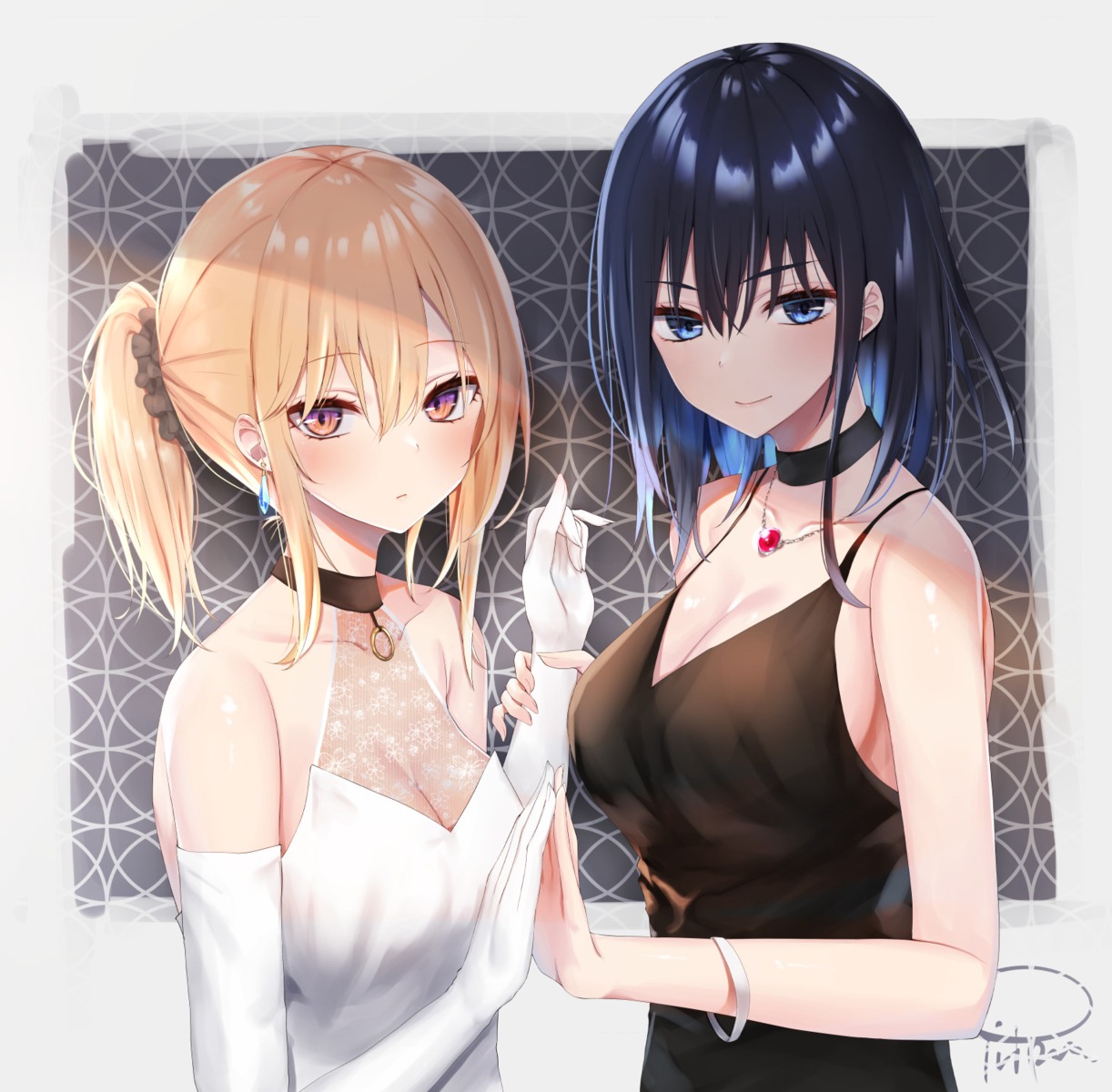 cleavage, dress, no_bra, piripun, see_through, yuri