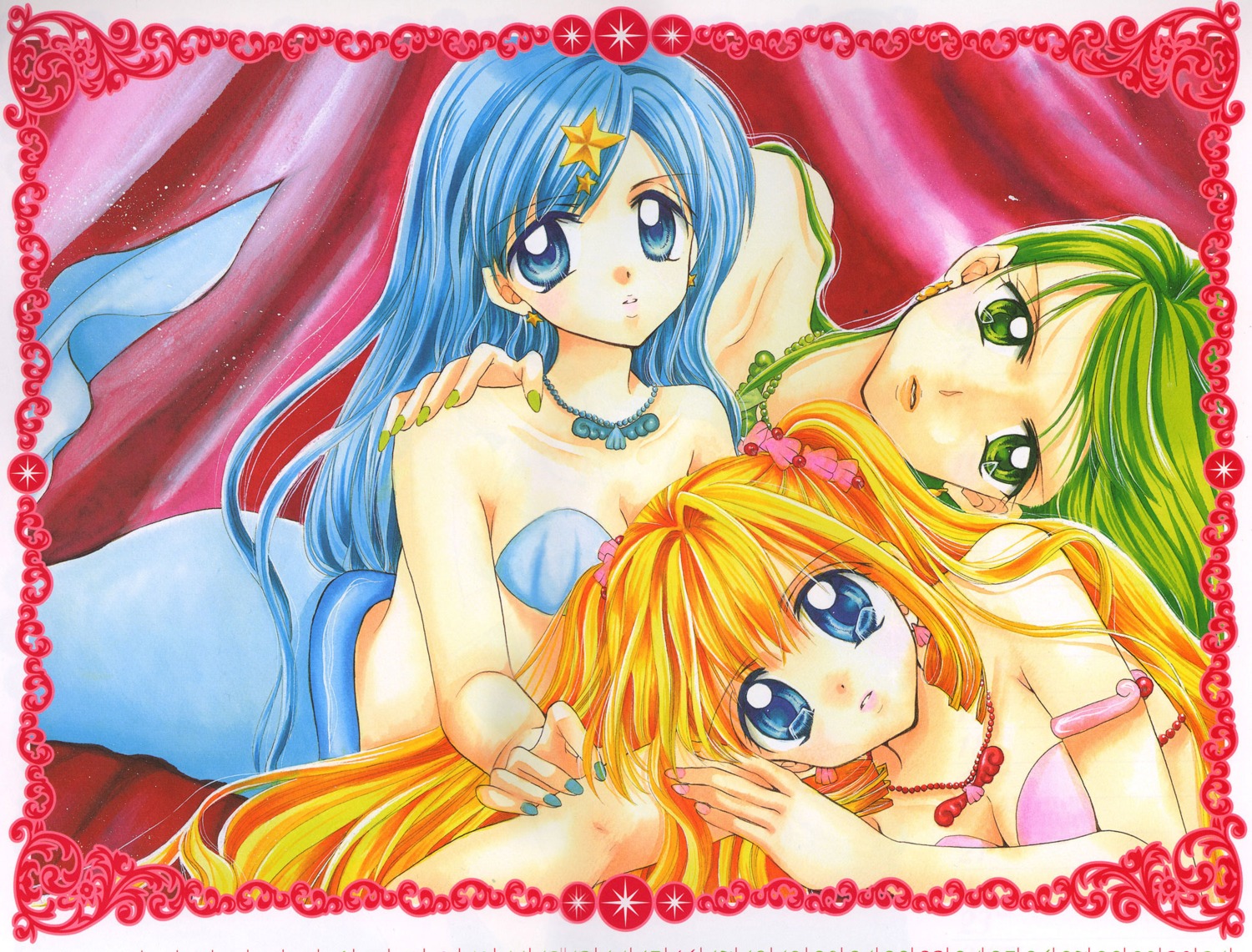 bikini_top, cleavage, hanamori_pink, houshou_hanon, mermaid, mermaid_melody_pichi_pichi_pitch, monster_girl, nanami_luchia