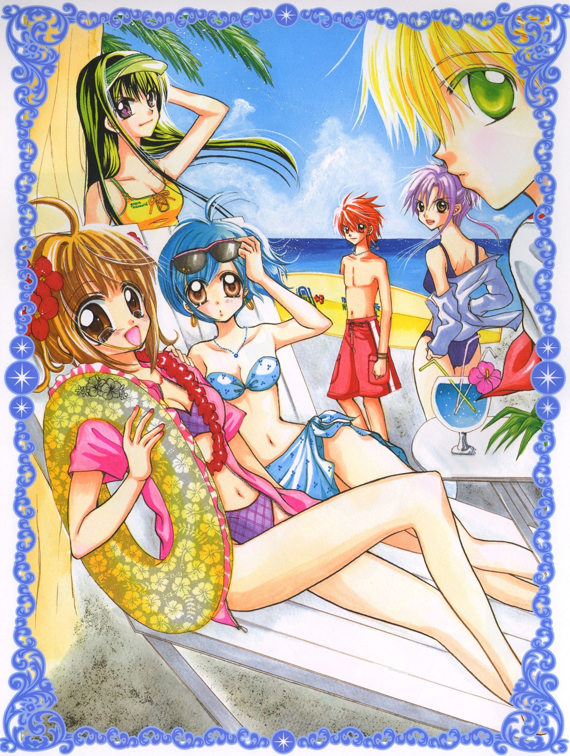 bikini, cleavage, domoto_kaito, hanamori_pink, hippo, houshou_hanon, megane, mermaid_melody_pichi_pichi_pitch
