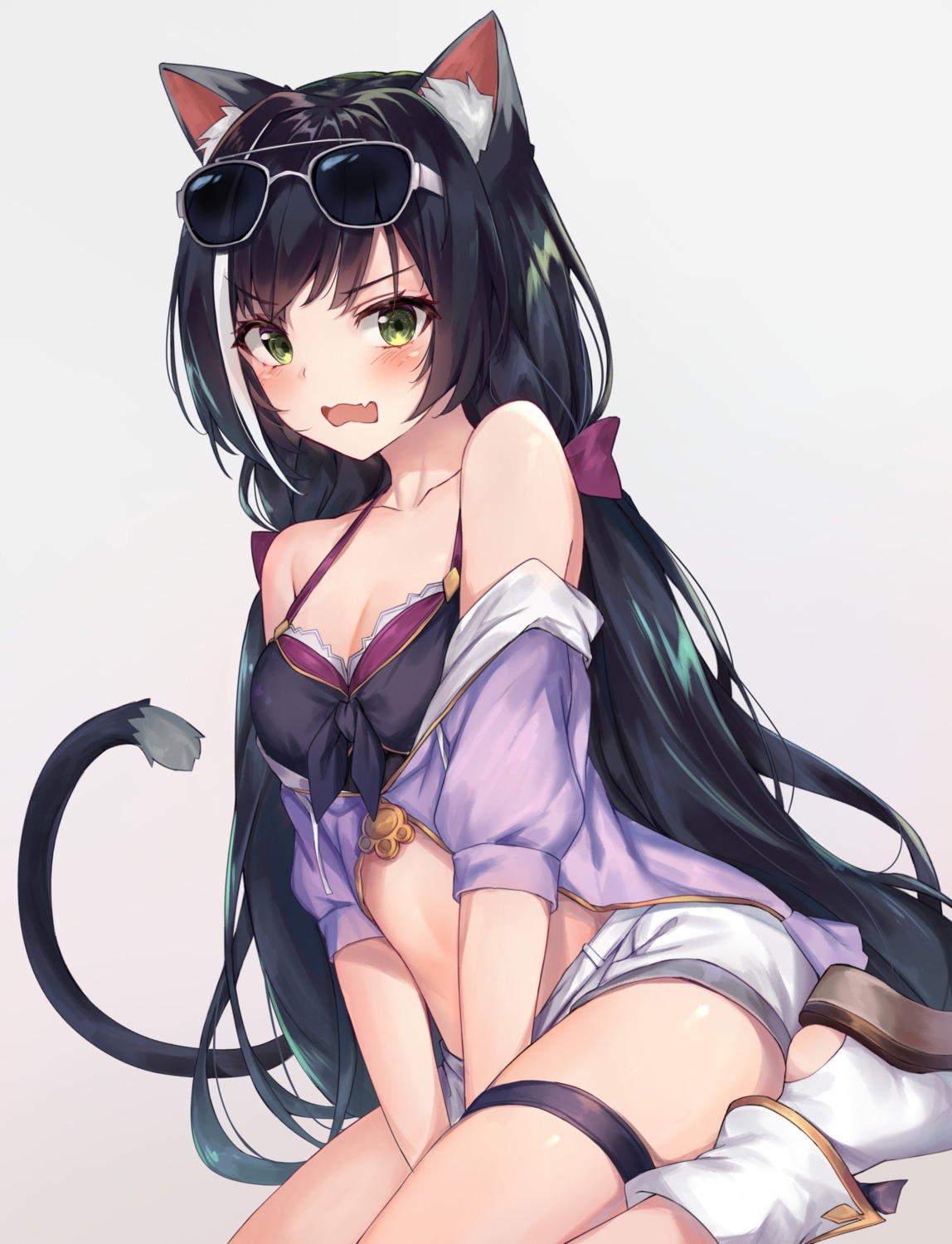 animal_ears, cleavage, garter, isaya_(pixiv4541633), karyl_(princess_connect), megane, nekomimi, princess_connect!