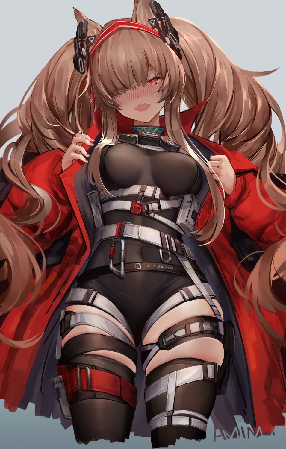 am1m, angelina_(arknights), animal_ears, arknights, garter, thighhighs